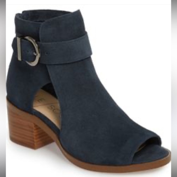 Sole Society Shoes - Sole Society Women’s Open Toe Suede Booties Size 8 Block Heels